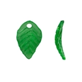 Detailed view of green acrylic leaf charms with realistic vein texture and pre-drilled holes - Emerald Green (A5-350-4)
