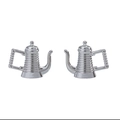 Makroansicht der silbernen Legierung Mini-Kaffeekannen Anhänger mit polierter Metalloberfläche - A5-355-weiß K/14*17mm/224g
