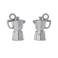 Polierte silberne 3D-Miniatur-Mokkakannen-Anhänger für Schmuckzubehör und Basteln - A5-353-weiß K/15*10mm/226g