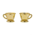 Detail of golden mini coffee filter cup pendants with elegant ribbed texture and handle - A5-352-14k Gold / 10*15mm / 1.58g