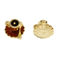 Detailed view of alloy coffee cup pendant with red enamel saucer and butterfly clasp - A5-351-14k Gold / 10*13mm / 1.95g