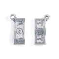 Vintage silver alloy dollar sign pendant for DIY necklaces and bracelet charms - Dollar Bill Style / 1 Piece (15.5x8mm) / Antique Silver