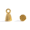 Golden lotus seed pod charms and tassel caps for DIY jewelry making and bracelet beads - Imitation Gold Color / 10*5mm / 0.6g