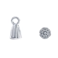 Detailed macro view of vintage silver lotus charms and bell-shaped tassel caps for DIY jewelry - Bright Silver / 10*5mm / 0.6g