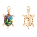 Detailed macro view of colorful enamel turtle charms showing front shell and back texture - 24*13mm / Colorful Variegated Style (Style 4)