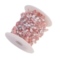 Detail of pink crystal and pearl beaded chain wrapped on a spool for DIY jewelry making - Silver Tone Pink (1m)