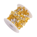 Detail of yellow irregular stones and white pearls on spool for DIY jewelry making - Silver Tone Orange (1m)