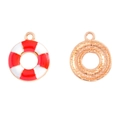 DIY colorful alloy lifebuoy charm pendant for marine themed nautical jewelry making - Red Lifebuoy (A5-387)
