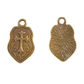 Antique bronze shield pendant with cross relief and radial texture pattern - Shield Shape (A4-070)