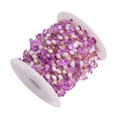 Detailed macro of purple stone and white pearl bead chain wrapped on a spool - Gold Plated Purple (1m)