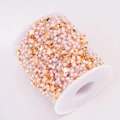 DIY jewelry chain with 3mm pearls and golden stars on a white plastic spool for crafts - KC Gold (A5-406)