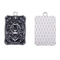 Macro detail of Strength Tarot card charms with black enamel and silver back texture - Strength Style / 28*18mm/2.42g / Silver