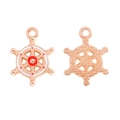 Detail of nautical rudder alloy pendants with red and white enamel for DIY jewelry - Red Ship Wheel (A5-383) / 18*13.5mm