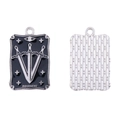 Macro view of Judgement tarot pendants with black enamel and textured metallic back - Judgement Style / 28*18mm/2.42g / Silver