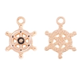 Detail of nautical ship wheel alloy charms with white enamel and textured reverse side - Black Ship Wheel (A5-383) / 18*13.5mm