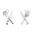 Detalle de dijes de cuchillo y tenedor en aleación de plata antigua para joyería DIY - Colgante con Forma de Vajilla (A5-413)