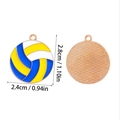 Detailed size view of volleyball alloy pendant with colorful enamel and metal back - A5-399/28*24mm/2.12g