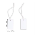 White paper price tags with elastic strings, size 3.5x1.8cm for jewelry labeling - Rectangular White Label with Elastic String (A5-438)