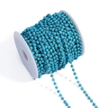4mm sky blue turquoise bead chain with gold wire wrap on white spool for DIY jewelry - Gold (KC Gold)
