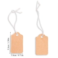 Detailed view of brown kraft paper tags with white strings and precise size measurements - Retro Kraft Tag with Elastic String (A5-445)