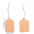 Detail showing vintage brown kraft paper tags measuring 4x2.5cm with white cotton string - Kraft Rectangle Tag with Elastic String (A5-444)
