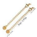 Detailed view of 5cm gold stainless steel extender chains with lobster clasp and tag - 7mm Round Tag Style (A5-417) / Gold