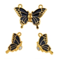 Detail eines Schmetterlings-Magnetverschlusses mit Goldrahmen und schwarzer Emaillierung - 30*23mm / Gold-Schwarz