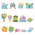 Set of 14 colorful enamel pickleball charms featuring rackets and bags with gold trim - One Set (1 Of Each Of The 14 Designs) / 80*60mm / 25.2g