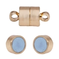 Detailopname van vergulde cilindrische magnetische sluitingen voor kettingen en armbanden - Cilindrische Magnetische Sluiting (A5-427) / 12*6mm (1.4g) / KC Goud