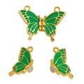 Detail von grünen Emaille-Schmetterling-Magnetverschlüssen für DIY-Schmuck und Ketten - 30*23mm / Gold-Grün