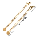Macro view of gold stainless steel extender chains with lobster clasp and s.steel tag - 8mm Round Tag Style (A5-416) / Gold
