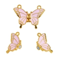 Makroaufnahme der Schmetterling-Magnetschließe mit rosa Emaille und Goldbeschichtung - 30*23mm / Gold-Rosa