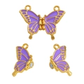 Makroaufnahme violetter Emaille-Schmetterlings-Magnetverschlüsse für DIY-Schmuck - 30*23mm / Gold-Lila