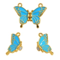 Blauer Schmetterling Magnetverschluss mit Goldrand für DIY-Halskettenherstellung - 30*23mm / Gold-Blau
