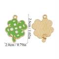 Detailed front and back view of green clover enamel pendant with specific size dimensions - Green Polka Dot Clover Style (A5-465)