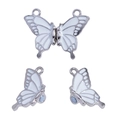 Detail of white butterfly magnetic jewelry clasps for couple necklaces and bracelets - 30*23mm / Silver-White