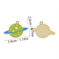 Front and back detail of green planet enamel charm with size markings in centimeters - Cartoon Planet Style (A5-464)