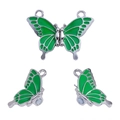 Detail of green enamel butterfly magnetic clasps for DIY jewelry necklace making - 30*23mm / Silver-Green