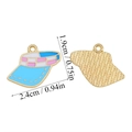 Detailed view of sun hat alloy charms showing front enamel pattern and golden textured back - Plaid Sun Hat Style (A5-463)