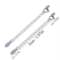 Detailed view of 5cm stainless steel extender chains with lobster clasp and S.STEEL tag - Oval Tag Style (A5-423) / Steel