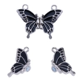 Detail of black enamel butterfly magnetic clasp with silver finish for jewelry making - 30*23mm / Silver-Black