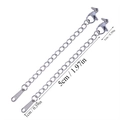 Macro view of 5cm stainless steel extender chains with lobster clasp and S.STEEL tag - Teardrop Plate Style (A5-424) / Steel
