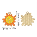 Front and back view of pickleball floral alloy charm with measurements 2.9cm by 2.6cm - Orange Yellow Sunflower Style (A5-462)