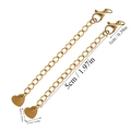 Detail view of 5cm gold stainless steel jewelry extension chains with lobster clasps - Heart Plate Tag Style (A5-421) / Gold