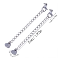 Detail of 5cm stainless steel extender chain with lobster clasp and heart tag dimensions - Heart Plate Tag Style (A5-421) / Steel