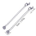 Detail of stainless steel extender chains with lobster clasp and heart pendant engraved S.steel - Heart Tag Style (A5-419) / Steel