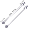 Detail of 5cm stainless steel extender chain with lobster clasp and S.steel tag - 6mm Round Tag Style (A5-418) / Steel