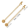 Detailed view of 5cm golden stainless steel extension chains with lobster clasp and tag - 6mm Round Tag Style (A5-418) / Gold