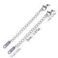 Detail of 5cm stainless steel extender chains with lobster clasps and S.Steel tags - Long Bar Tag Style (A5-420) / Steel