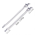 Detailed view of 5cm stainless steel extender chains with lobster clasp and drop charms - Water Drop Tag Style (A5-422) / Steel
